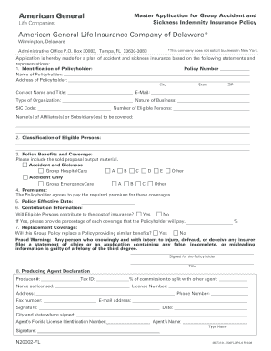 Group Accident and Sickness Insurance Application