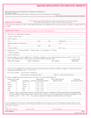Employee Benefits Application Form