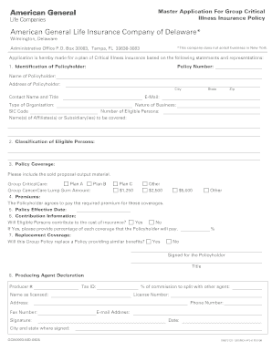 Group Critical Illness Insurance Application
