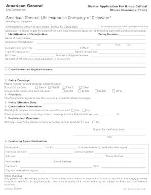 Group Critical Illness Insurance Application