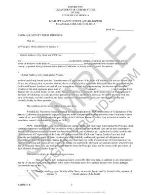 California Finance Lender Bond