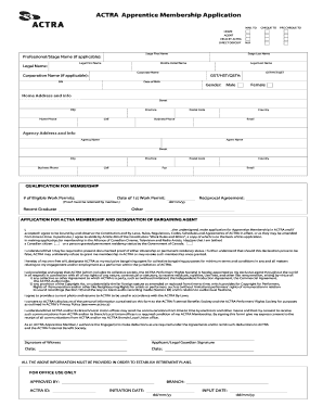 ACTRA Apprentice Membership Application