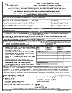 PDP Prescription Drug Plan Reimbursement Form