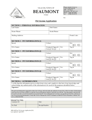 Pet License Application