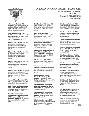 Ohio Genealogical Society Bookstore Order Form