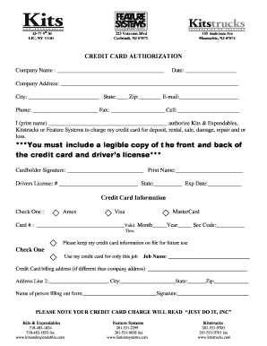 Credit Card Authorization Form