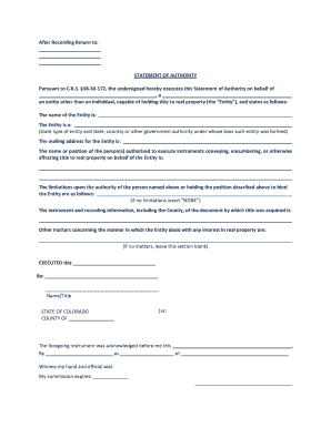 Colorado Statement of Authority