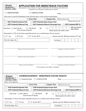 ICICI Prudential Moneyback Feature Application