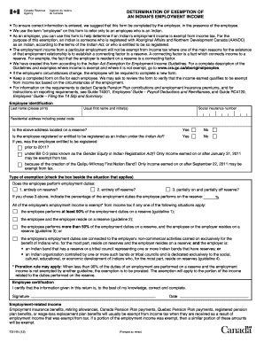 Indian Employment Income Exemption Determination Form