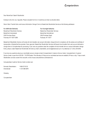 MasterCard Account Information Change Form