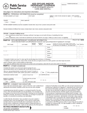 Retired Member Spouse and Dependant Coverage Form