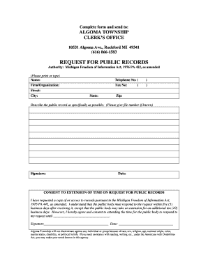 Michigan Public Records Request Form