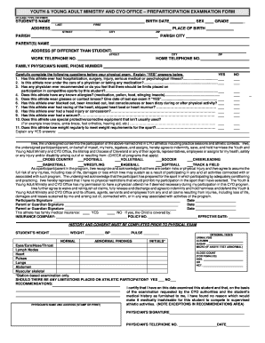 Youth Sports Participation Medical Form