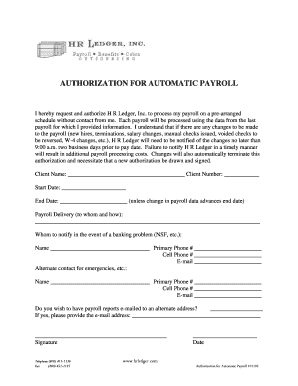 Authorization for Automatic Payroll