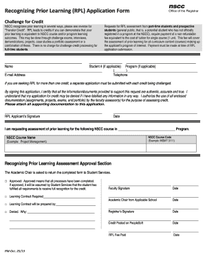 Mini mental status exam scoring - Recognizing Prior Learning (RPL) Application Form Challenge for Credit NSCC recognizes prior learning in several ways, please see reverse for Transfer Credit