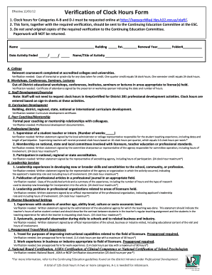 Verification of Clock Hours Form