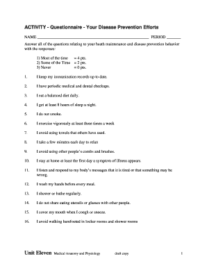 Health Maintenance and Disease Prevention Questionnaire