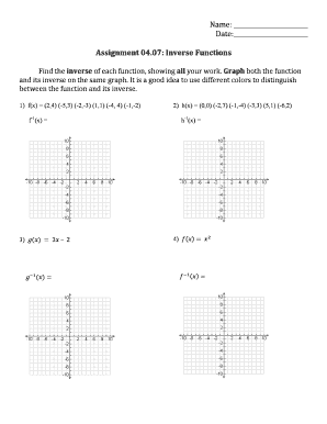 Inverse Functions Assignment