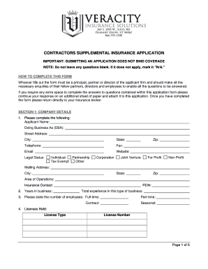 Contractors Supplemental Insurance Application