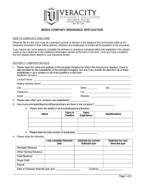 Media Company Insurance Application