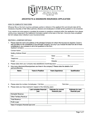 Architects & Engineers Insurance Application
