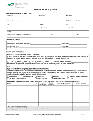 Colorado Weatherization Application