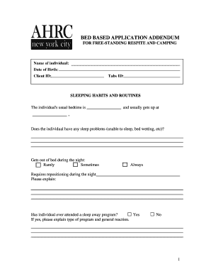 Bed Based Application Addendum