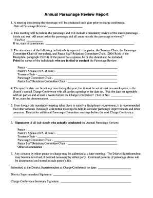 Annual Parsonage Review Report