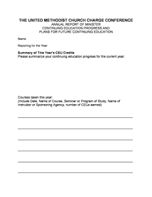 United Methodist Church Minister Annual Report
