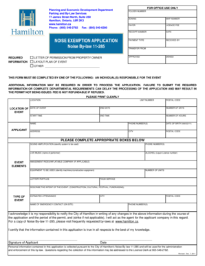 Noise Exemption Application