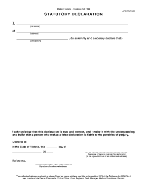 Victoria Statutory Declaration Form