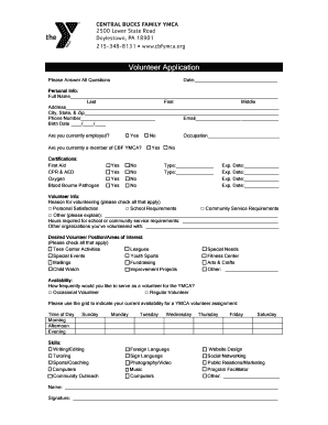 Volunteer Application Form