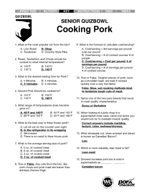 Pork Cooking Quizbowl Activity