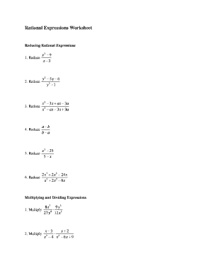 Rational Expressions Worksheet