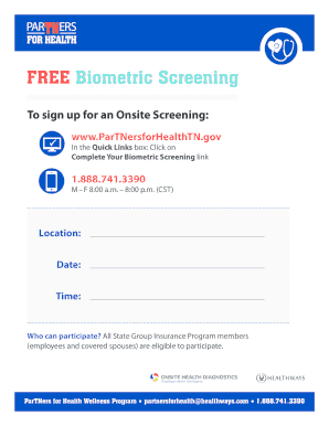 Biometric Screening Registration Form