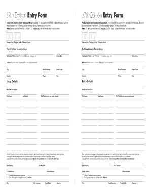 37th Edition Entry Form