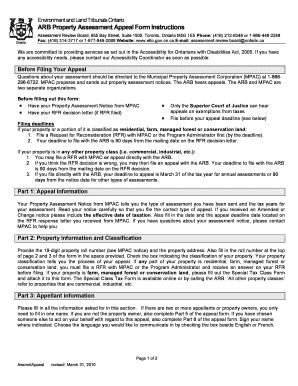 Ontario Property Assessment Appeal Form