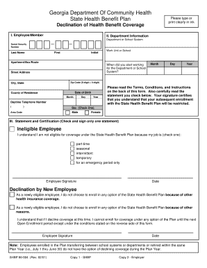 Georgia State Health Benefit Plan Declination Form