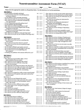 Neurotransmitter Assessment Form