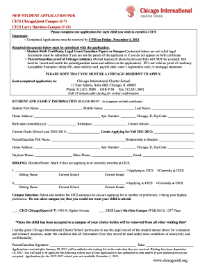 CICS Student Application Form