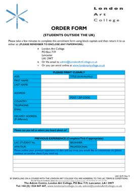 London Art College Enrollment Form