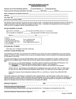 Employee Deferral Election Form