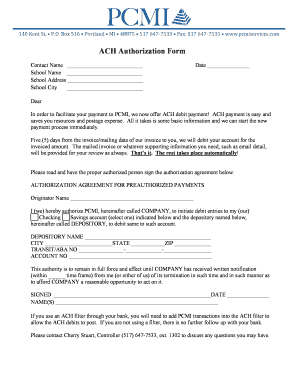 ACH Authorization Form