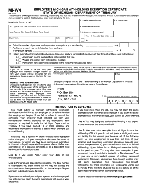 Michigan Employee Withholding Exemption Certificate