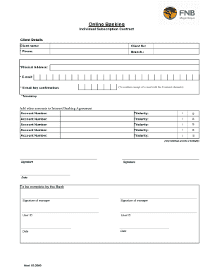 FNB Online Banking Individual Subscription Contract