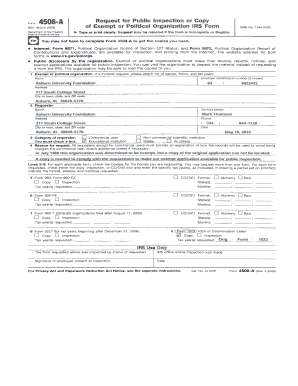 IRS Form 4506-A Request for Public Inspection or Copy