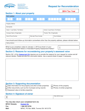 Request for Reconsideration of Property Assessment