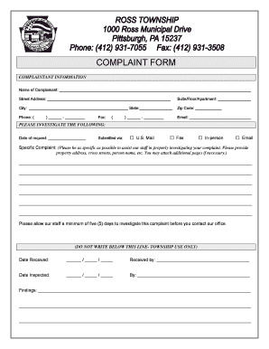Complaint Form