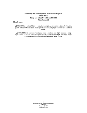 Voluntary Prekindergarten Provider Agreement