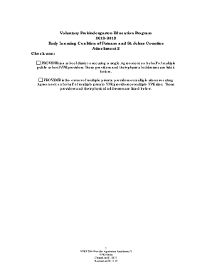 Voluntary Prekindergarten Provider Agreement